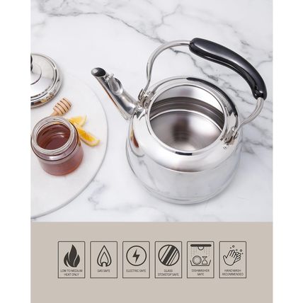 Martha Stewart Kingstree Large 2 Qt Heavy Gauge Whistling Tea Kettle - Stainless
