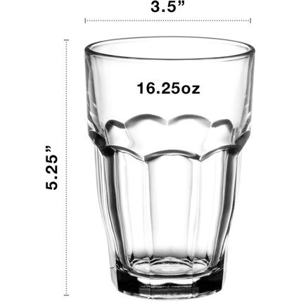 Bormioli Rocco Rock Bar 16.25 Oz. Stackable Cooler Glass for Cold Drinks, Juices