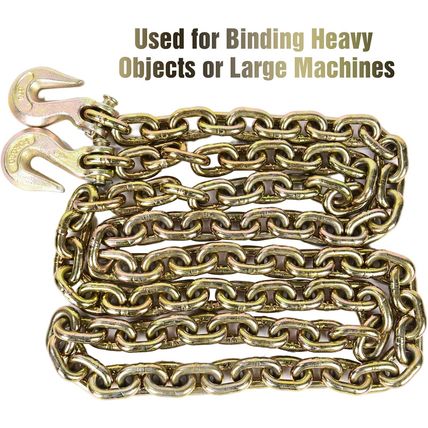 Aain 2 Pack Transport Chain with 3/8" Clevis Hooks NACM Standard Grade 70,3/8"X1