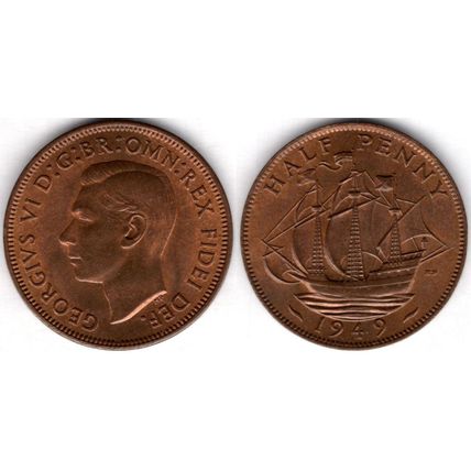Great Britain. George VI. Halfpenny 1949. dy23644