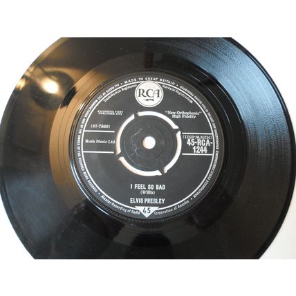 7" 1965 ELVIS PRESLEY.I FEEL SO BAD .RCA 1244.WILD IN THE COUNTRY.VERY GOOD PLUS