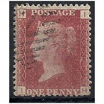 1858 SG43 1d Red Plate 95 Fine Used Check Letters "IH".