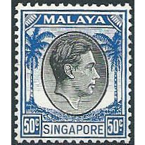 Singapore 1948 SG12 50c Black & Blue Mounted Mint .. ..