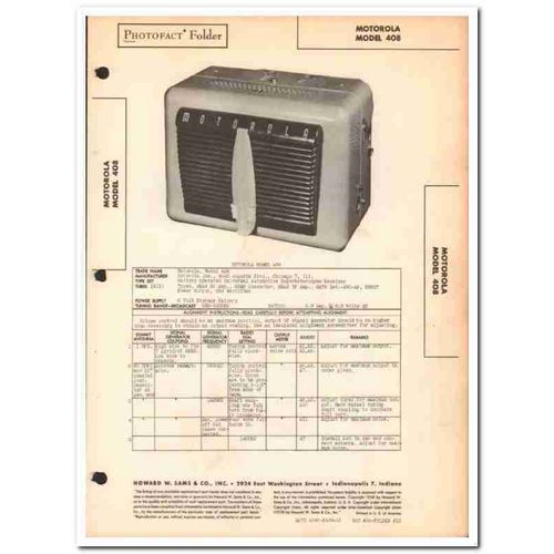 motorola model 408 6-tube am radio receiver sams photofact manual