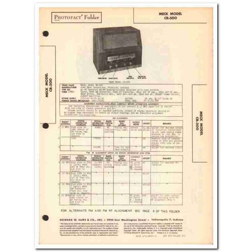 meck model cr-500 10-tube am fm radio receiver sams photofact manual