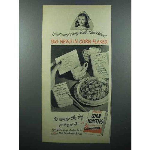 1946 Post's Corn Toasties Cereal Ad - Big News