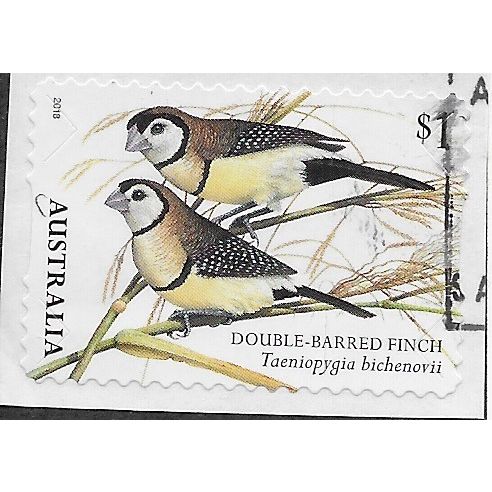 AUS 2018 $1.00 (S/A) 'BIRDS -FINCHES -DOUBLE' ON PAPER FINE USED (EBID26-002)