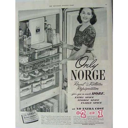 BORG WARNER COMPANY 1940 NORGE Royal Rollator refrigeration vintage ad
