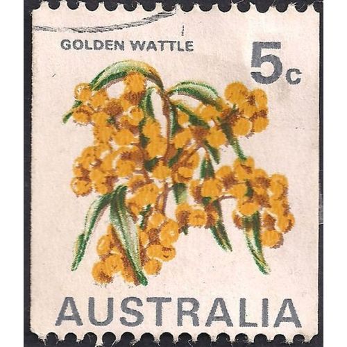 AUSTRALIA, FLOWERS, Golden Wattle, white 1970, 5c