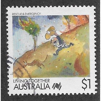 AUS 1988 $1.00 'LIVING TOGETHER - RESCUE AND EMERGENCY' FINE USED (EBID68-059)