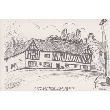 Castle Hedingham Halstead Essex Tea Rooms Local Artist Drawing 1970s Postcard