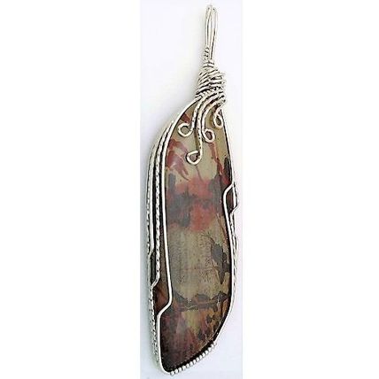 Indian Paint Rhyolite Stainless Wire Wrap Gemstone Pendant 28