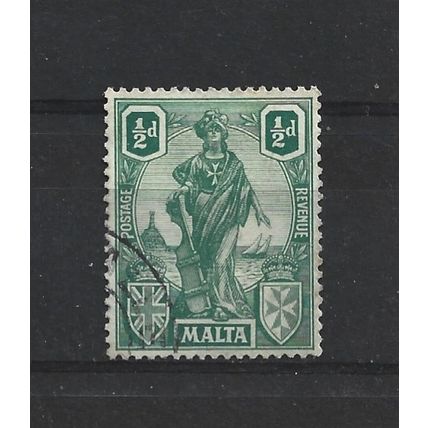 Malta.SG124 1/2d Green.Fine Used.Apr25o