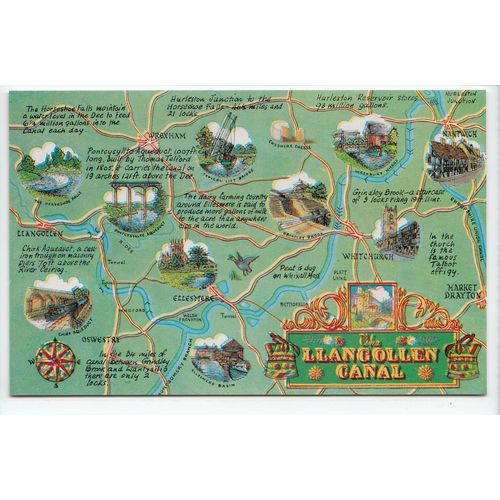 Llangollen Canal Map Postcard 122
