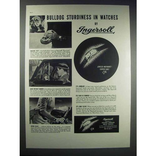 1937 Ingersoll Watches Ad - Bulldog Sturdiness