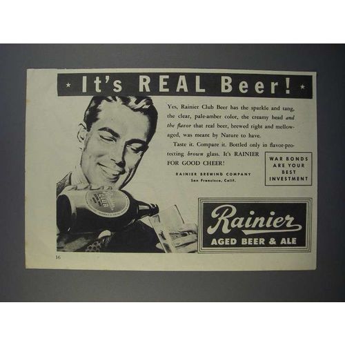 1943 Rainier Beer Ad - It's Real Beer