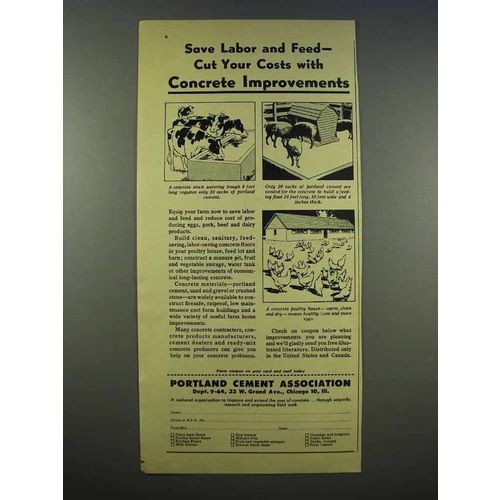 1946 Portland Cement Association Ad - Save Labor, Feed