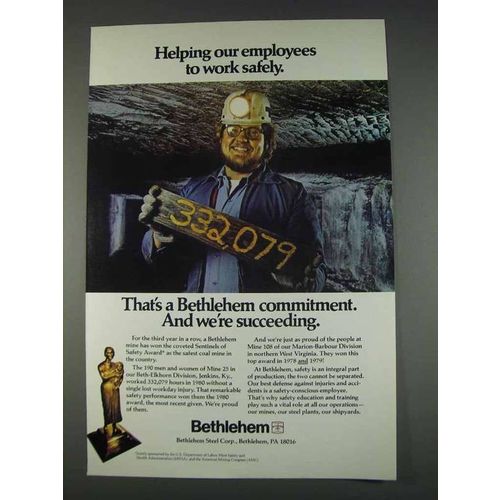 1982 Bethlehem Steel Ad - Helping Work Safely