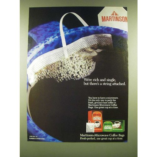 1990 Martison Microwave Coffee Bags Ad - We're rich and single