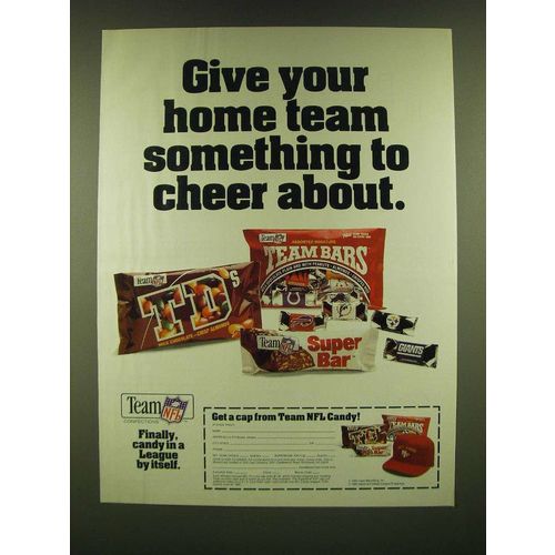1990 Team NFL Candy Ad - Give your home team something to cheer about