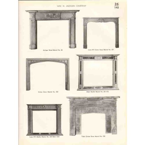 wm h jackson company 1938 mantels fireplace equipment vintage catalog