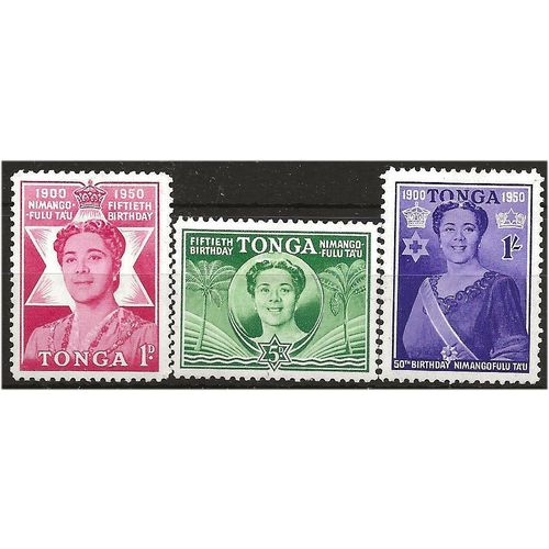 Tonga 1950 Queen Salote's 50th Birthday Set SG92-94 Mounted Mint . ..
