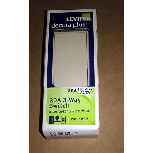 Lot of 5 Leviton Light Almond Decora Rocker Wall Light Switches 3-Way 20A 5623-2