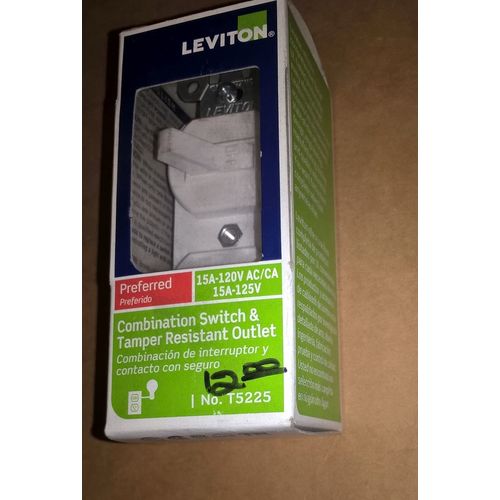 Leviton White TAMPER RESISTANT Wall Toggle Light Switch Outlet 15A T5225