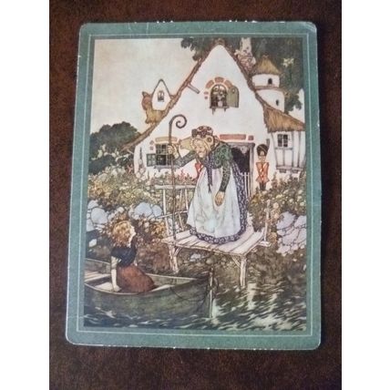 Gallery Five Cottage Garden Edmund Dulac vintage 1970s card art illustration