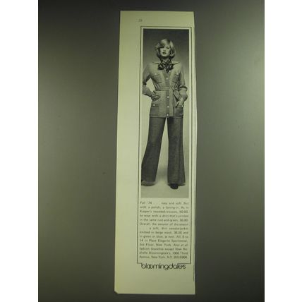 1974 Bloomingdale's Sportswear Ad - Fall '74 easy and soft