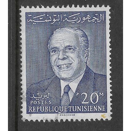 TUNISIA 1964 NATIONAL DAY 20M BLUE PRESIDENT BOURGUIBA SG 598 FINE USED