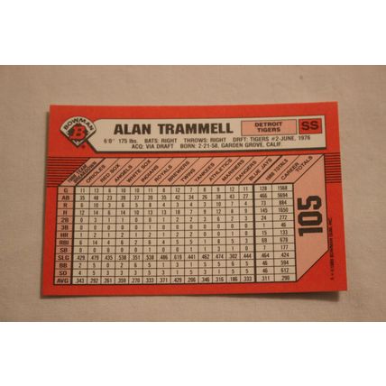 Alan Trammell 1989 Bowman TIFFANY NO. 105