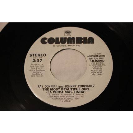 Ray Conniff and Johnny Rodriguez Promo 45-THE MOST BEAUTIFUL GIRL(LA CHICA MAS L