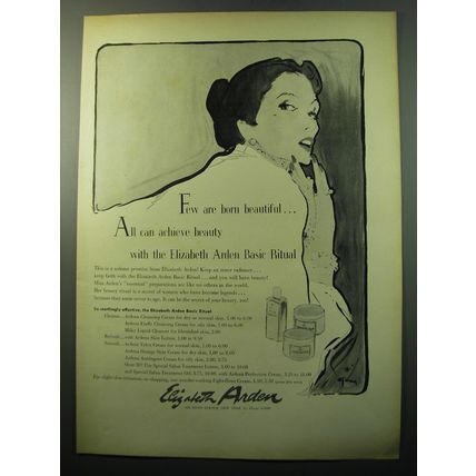 1950 Elizabeth Arden Skin Care Ad - Few are born beautiful.. all can achieve