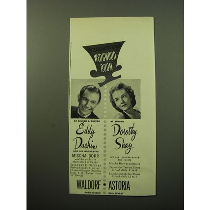 1950 The Waldorf Astoria Hotel Ad - Eddy Duchin and Dorothy Shay