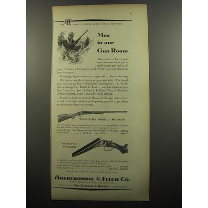 1951 Abercrombie & Fitch Ad - Winchester Model 21 Shotgun and Francotte Shotgun