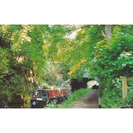 Boat at Cowley Tunnel Shropshire Union Canal Postcard