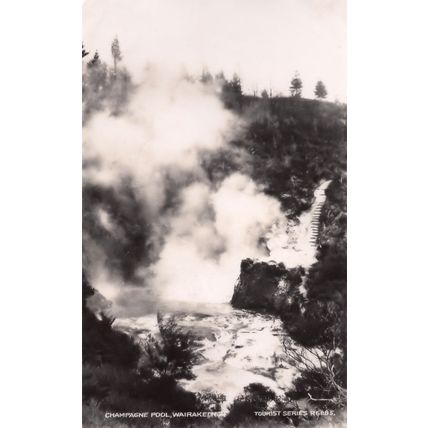 Champagne Pool Wairakei New Zealand Old Real Photo Postcard