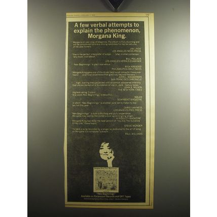 1974 Morganna King New Beginnings Album Ad - A few verbal attempts to explain