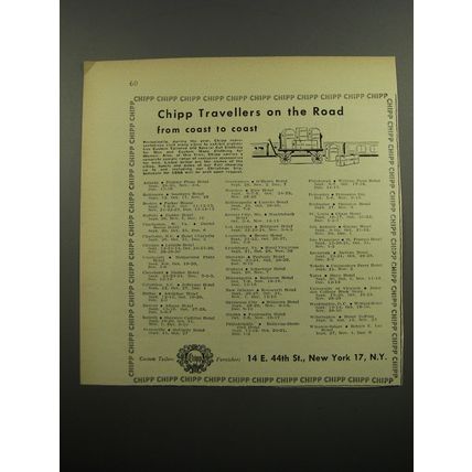 1955 Chipp Fashion Ad - Chipp Travellers on the Road from coast to coast