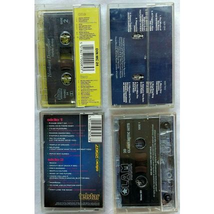 4 VINTAGE CASSETTES GLAM, RAVING, HARDCORE & MEGA-HITS IN EXCELLENT CONDITION