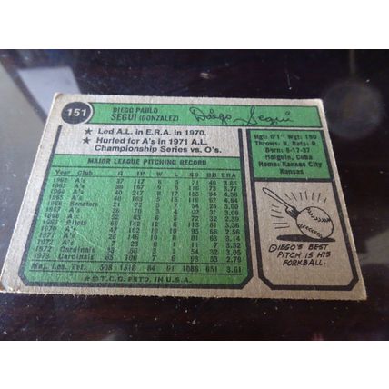 1974 Topps Card # 151 Diego Segui Good (2) St Louis Cardinals