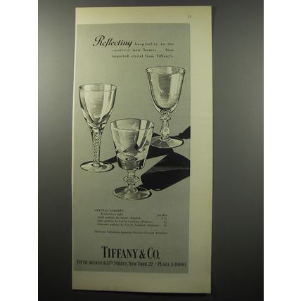 1955 Tiffany & Co. Crystal Goblets Advertisement - Reflecting hospitality