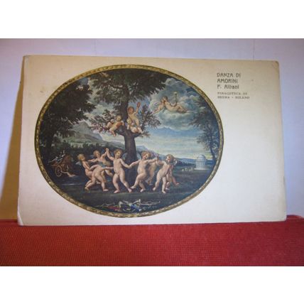 DANZA DI AMORINI by F. Albani. unused antique postcard CHERUBS #