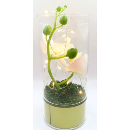 Wonderful Mum LED Tube Light with Faux Pink Flowers Glass LED 20 CM Gift Home