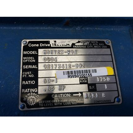 TEXTRON MSHV25-W9A CONE DRIVE GEAR REDUCER,60:1 RATIO,0904,AGMA8,CR-27260-USA,Am
