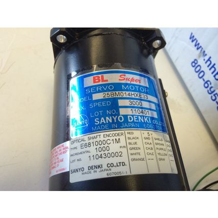 New SANYO DENKI 25BM014HXE33 BL-SUPER SERVO MOTOR,E681000C1M,14mm,FG