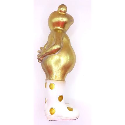 Standing Frog Figurine with Wellies 24 CM Antique Gold Colour Christmas Gift
