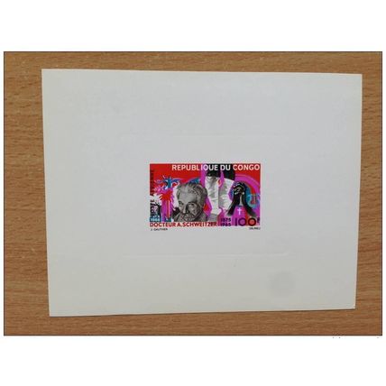 Congo 1966 Albert Schweitzer Poste Aérienne 100F Deluxe Epreuve de Luxe