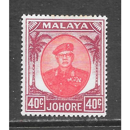 JOHORE SULTAN SIR IBRAHIM MALAYA 1949 KG6 40c SG143 143 RED PURPLE MINT HINGED